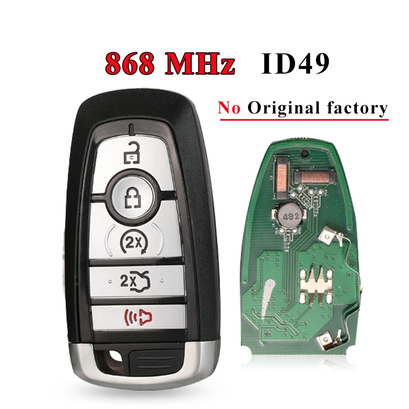 

Jingyuqin 434/868/902 МГц ID49 бесконтактных смарт-ключ для Ford Mondeo Mustang Fusion F-250 F-350 F-450 F-550 2017 M3N-A2C93142600