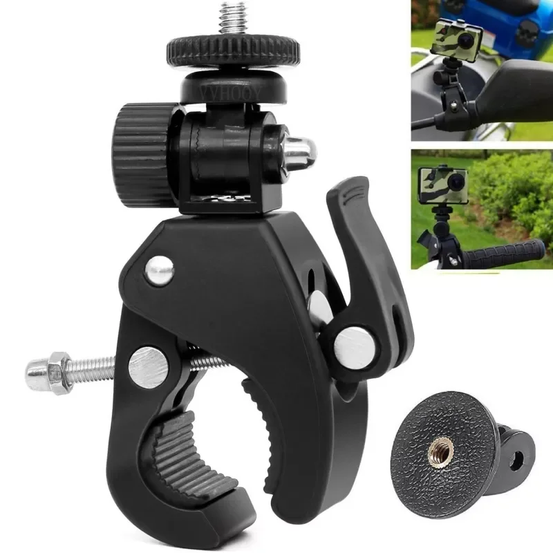 

1/4 Camera DV DSLR Bike Bicycle Handlebar Clamp Bracket Tripod Mount Screw Clip Tripods for Gopro Hero 180 Degree High Quality