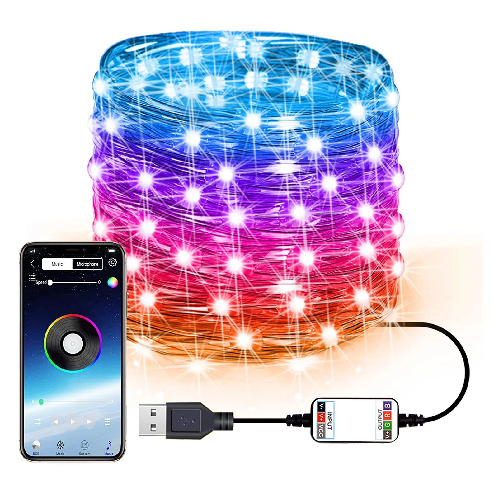 

Festival Christmas Lights String Lighting RGB Dream Color Timer House Decoration LED Module USB 5V Smart Phone APP Control