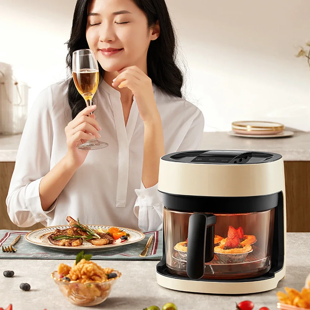 

4.5L Smart Electric Air Fryers visual Large Capacity Automatic Household Multi 360°Baking LED Touchscreen Deep Fryer Without Oil