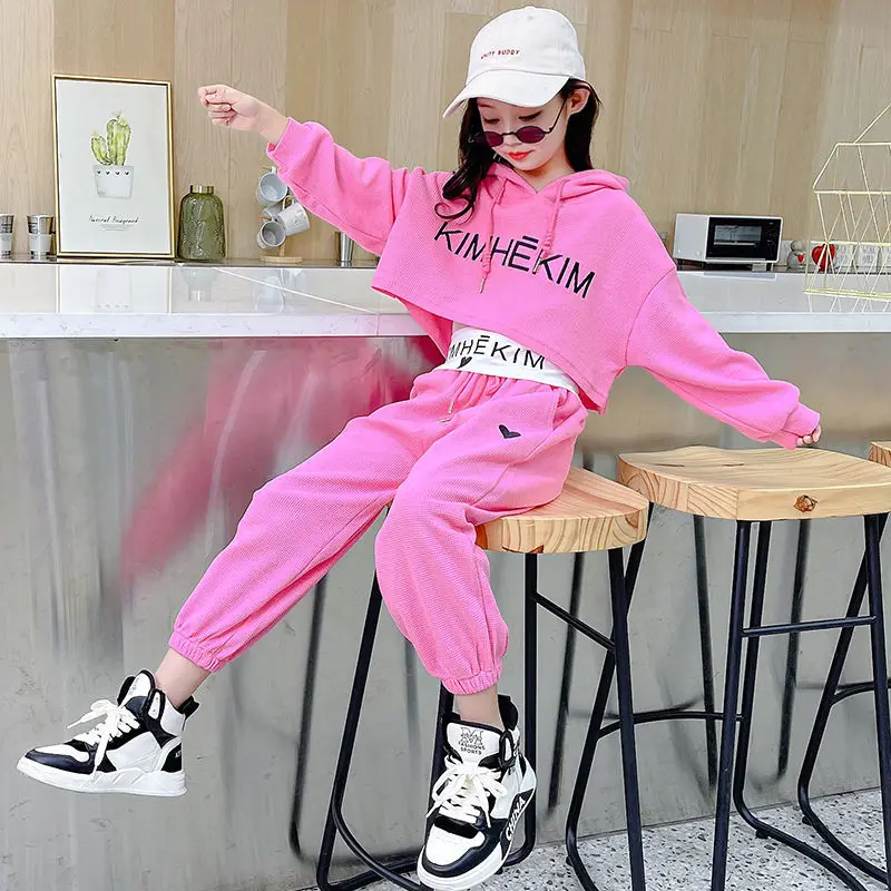 Новинка, модный спортивный костюм для девочек в Корейском стиле, 3 предмета, жилет + худи + штаны, спортивные костюмы, Подростковая женская одежда