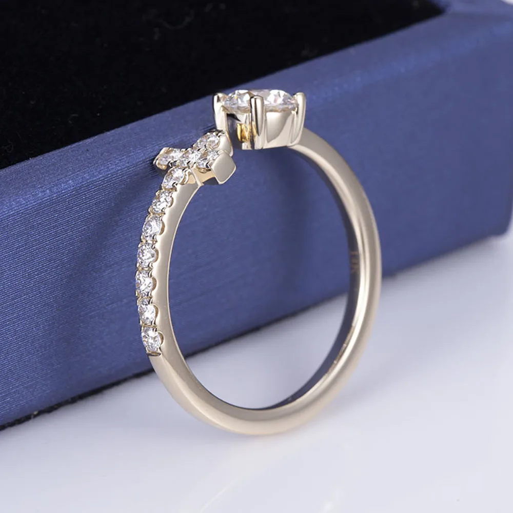 Обручальное кольцо с бриллиантом круглой огранки 1 карат желтое золото 14