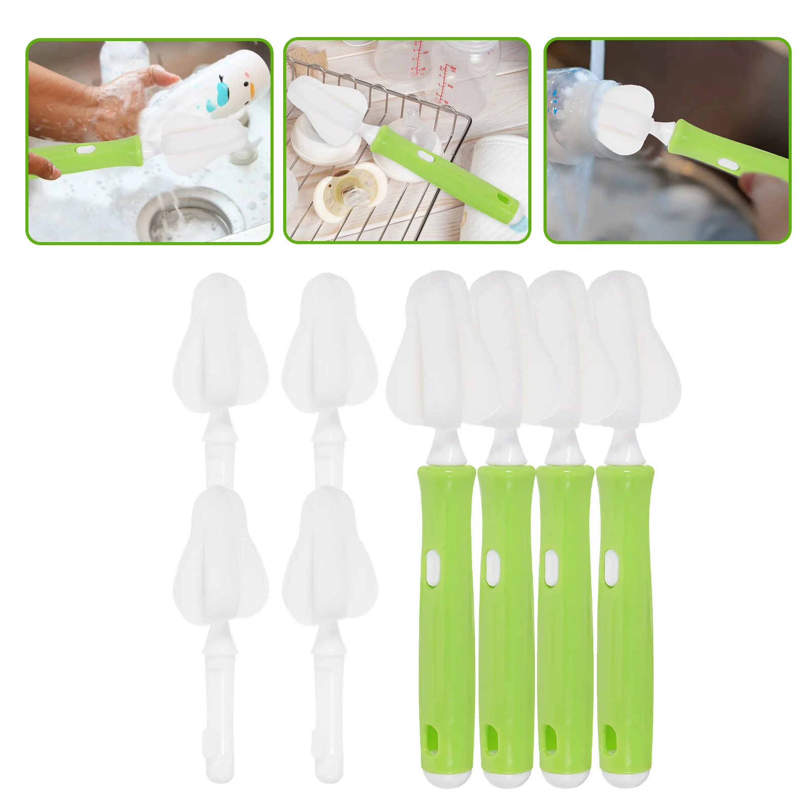 

1 Set Detachable Milk Bottle Cleaning Brushes Replacement Pacifier Cleaning Brush Heads
