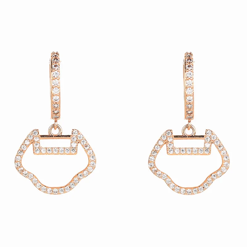 BilincolorLight Luxury  Zircon  Korean Shell Buckle  Earrings For Women or Girls  Chrismas' Gift