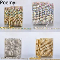 1yard goldsilver ss6 ss28 glitter crystal rhinestone chain sew on glue on for clothes diy garment accessories trim cup chain