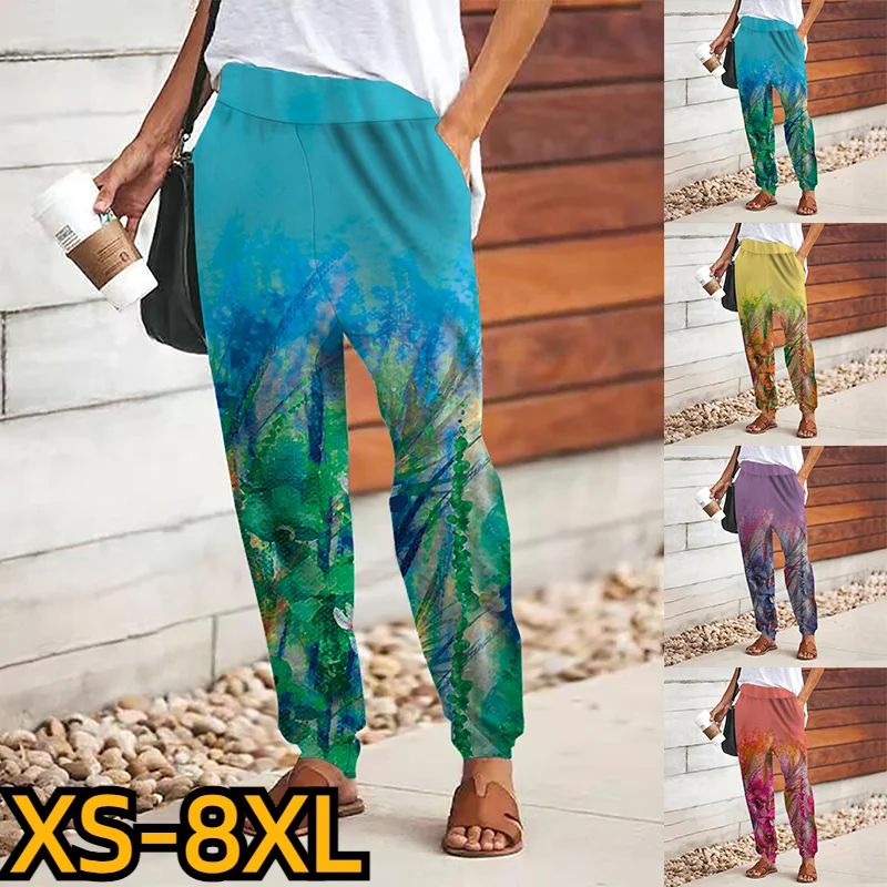 

2023 Baggy Full Length Wide Leg Trousers Weekend Blend High Waist Comfort New Print Pants Women's Fashion Casual Sport Pants