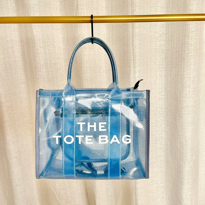 2023 Hot Selling Transparent Solid Color PVC Tote Bags Fashion Women's Shoulder Messenger Bags Large Capacity Portable Beach Bag