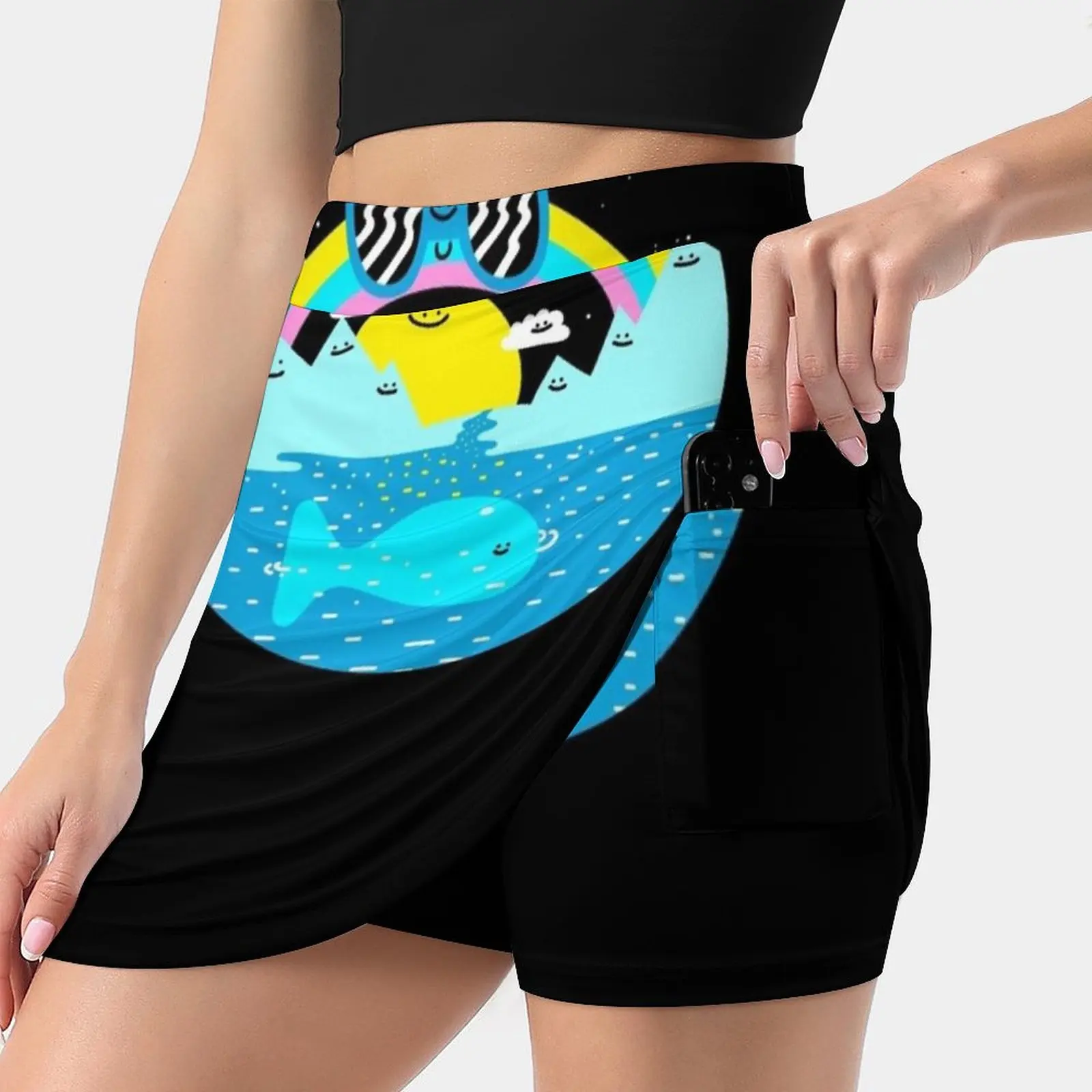 

Женская мини-юбка с радужным космическим миром, трапециевидная Юбка со скрытым карманом, радужная Милая мультяшная Радуга с иллюстрациями