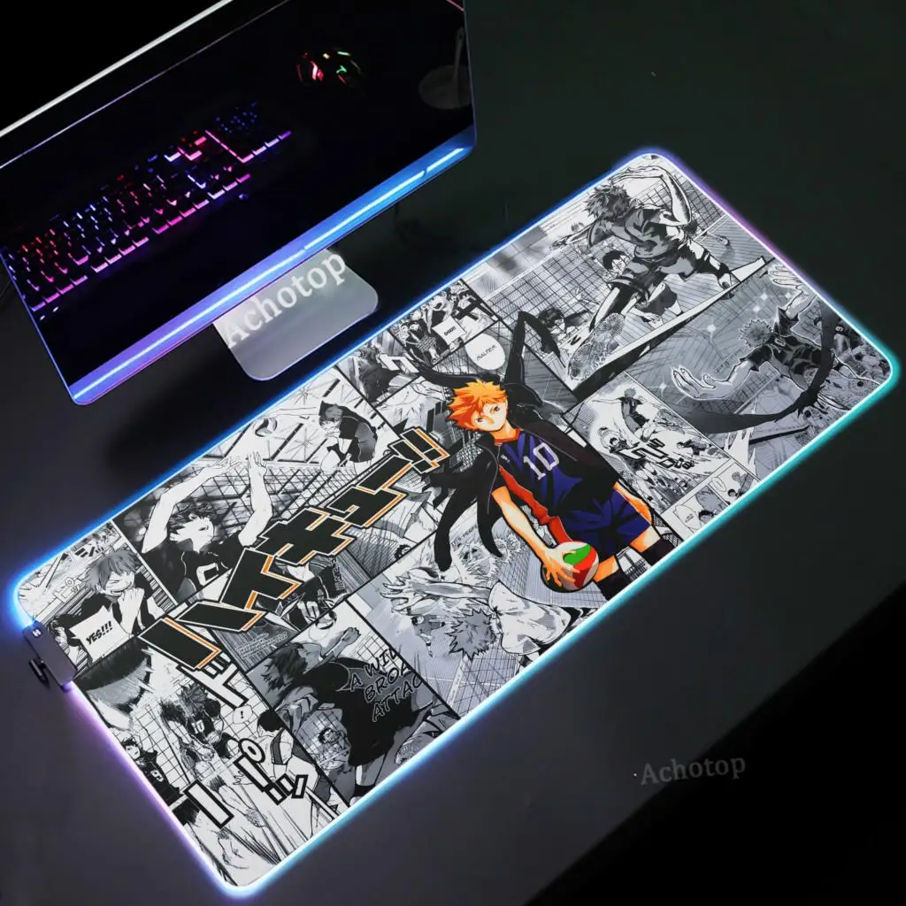 

Large Haikyuu Mousepad Laptop Desk Mats RGB Gaming Accessories Mouse Mat XXXL Oversize LED Table Carpet Computer Rubber Mousemat