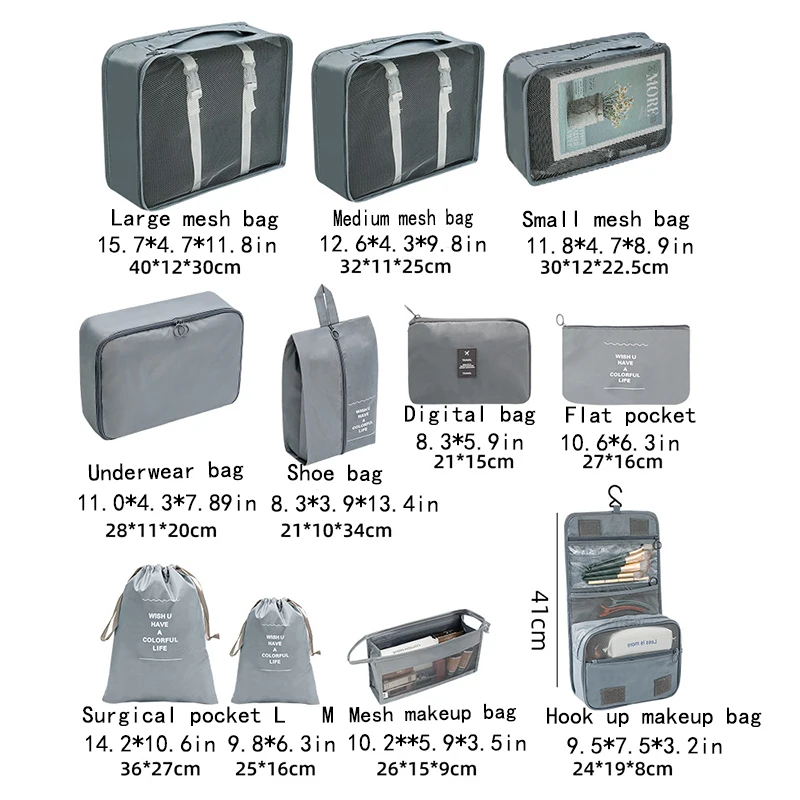 7Pcs Set Travel Bags Large Capacity Storage Organizer Bag Suitcase Packing Portable Clothes Underwear Luggage Shoe Pouch