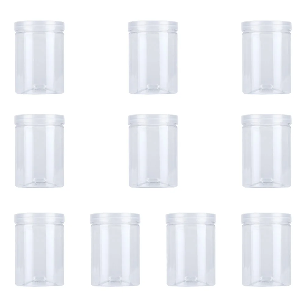 

10pcs Airtight Storage Containers with Lid Clear Pasta Noodle Grain Cereal Bean Rice Jar Kitchen Sealed Box 500ml