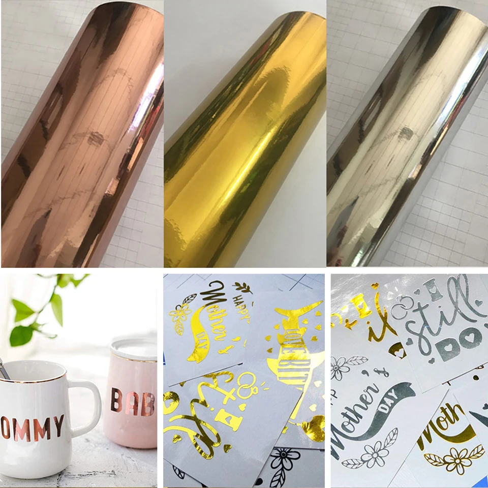 

Self-Adhesive Reflective Mirror Chrome Silver Gold Vinyl Wrap Sticker Decal Film Sheet for Cricut, Silhouette, Plotter AA00696