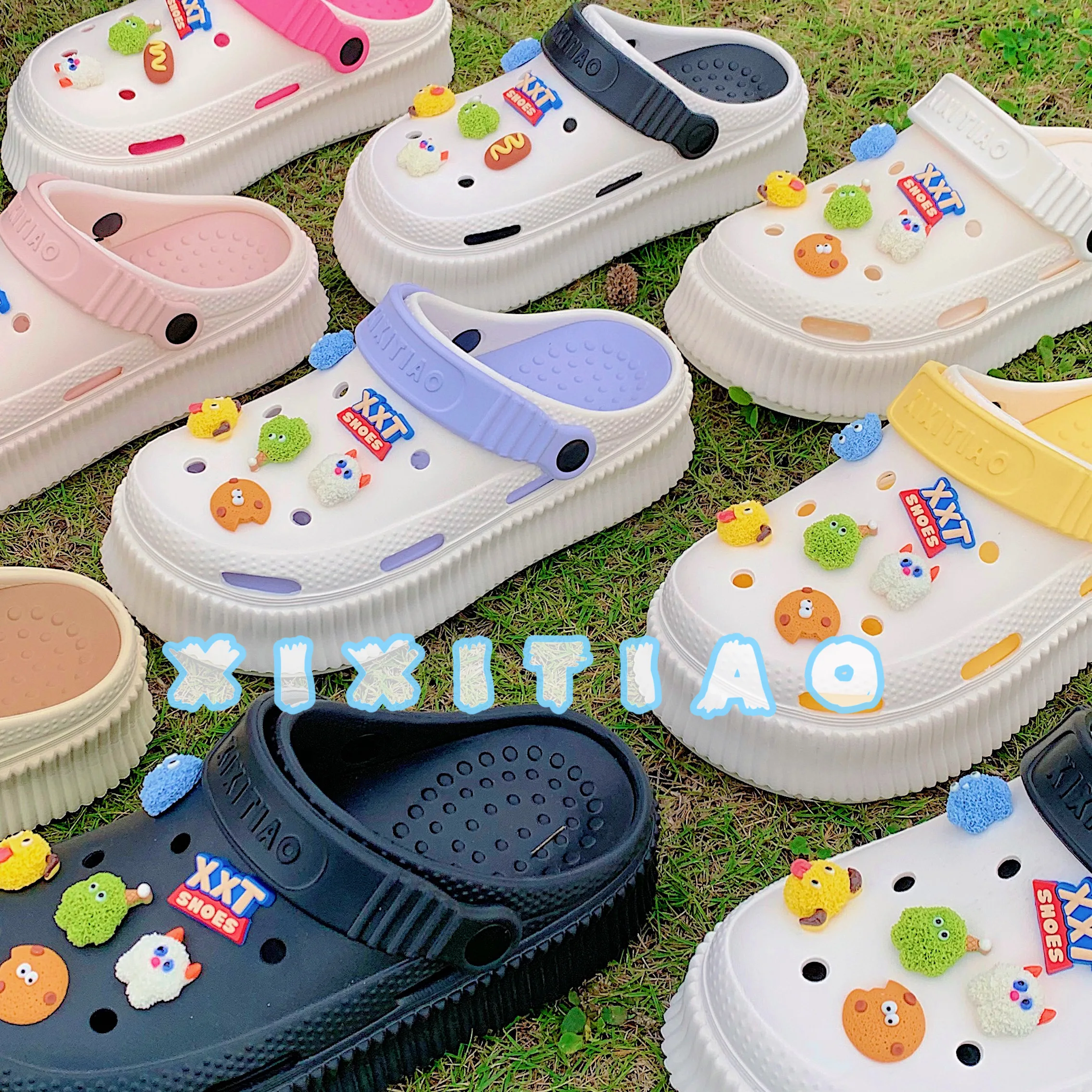 Симпатичные Мультяшные туфли с дырками для девочек летние сандалии на толстой