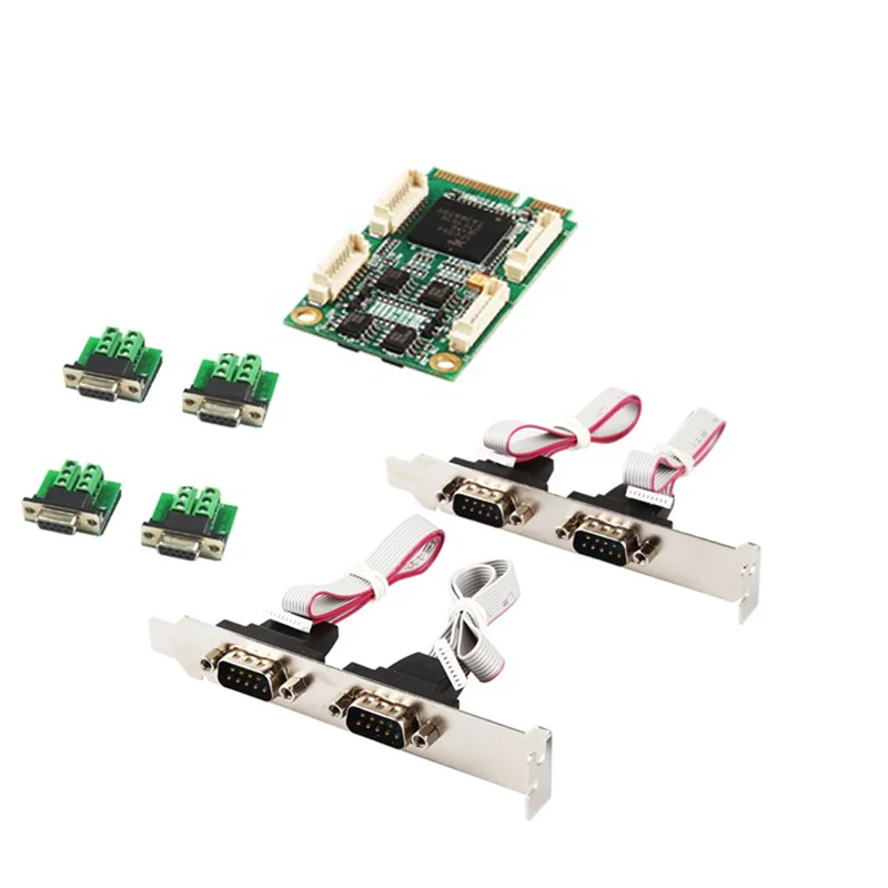 

Mini PCIe 4 порта RS422 RS485 Db9 Com полуразмерный последовательный порт Mini PCI Express, Карта контроллера ввода/вывода промышленного назначения
