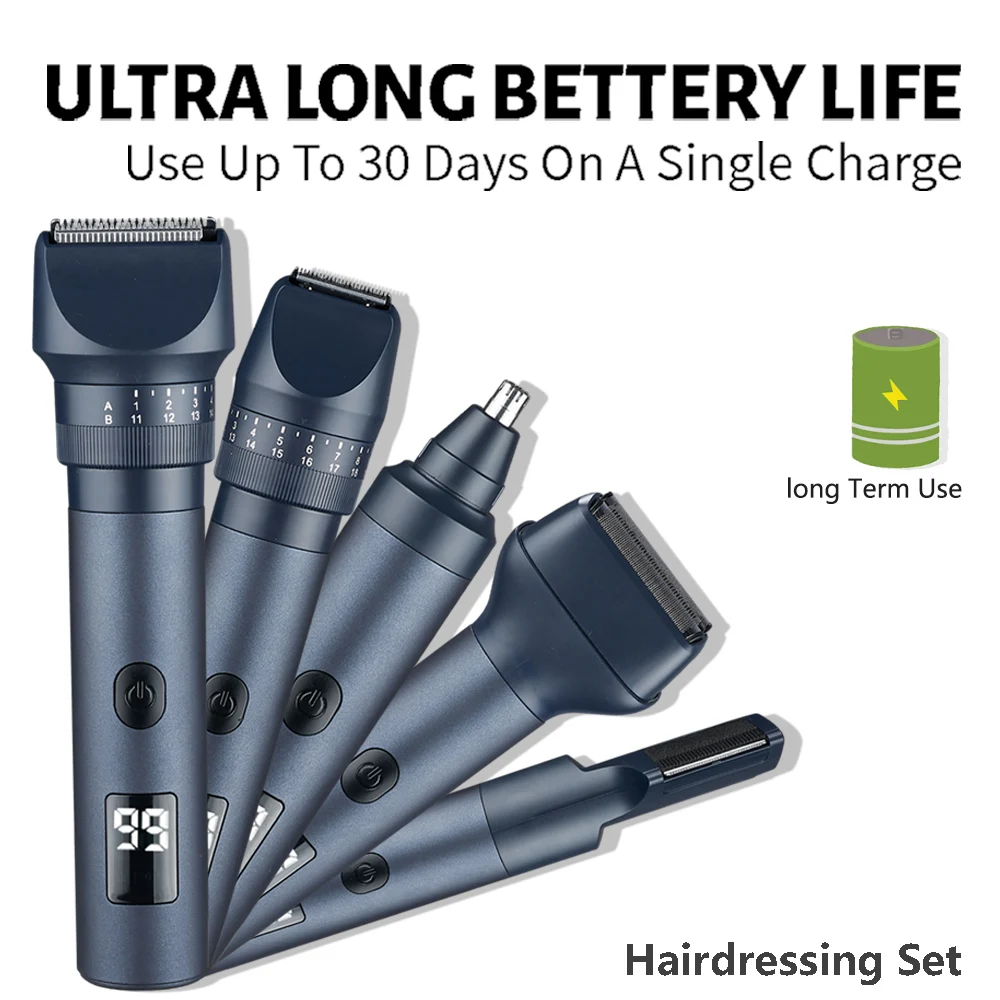 WAHFOX 5-в-1 мужская машинка для стрижки волос с комбинированными лезвиями