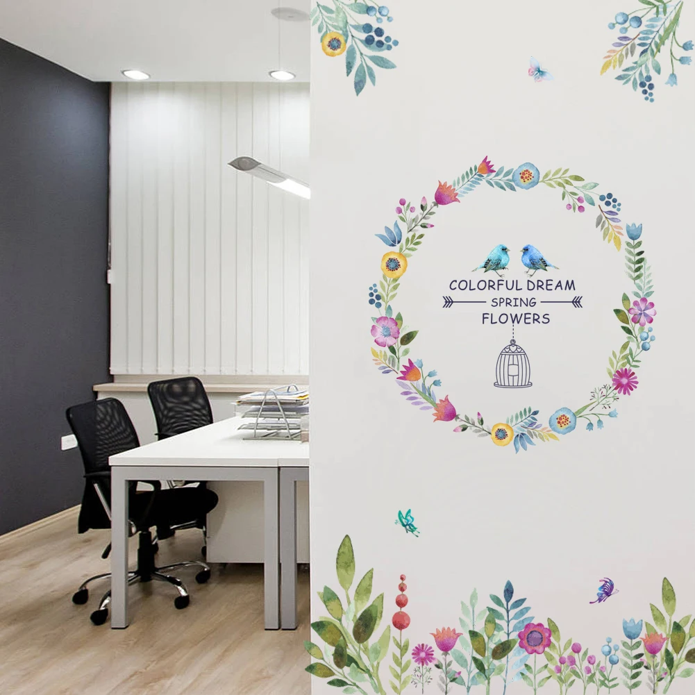 Настенная Наклейка в пасторальном стиле с бабочками цветами и птичьими клетками