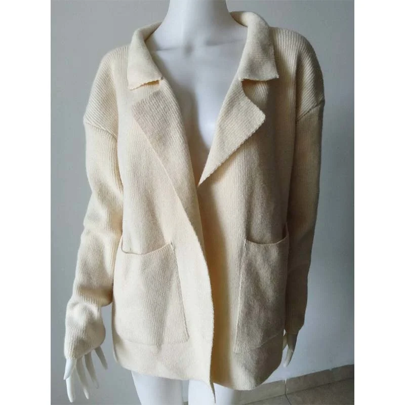 Женский зимний Кардиган Свитер с большими карманами и широким рукавом мягкие