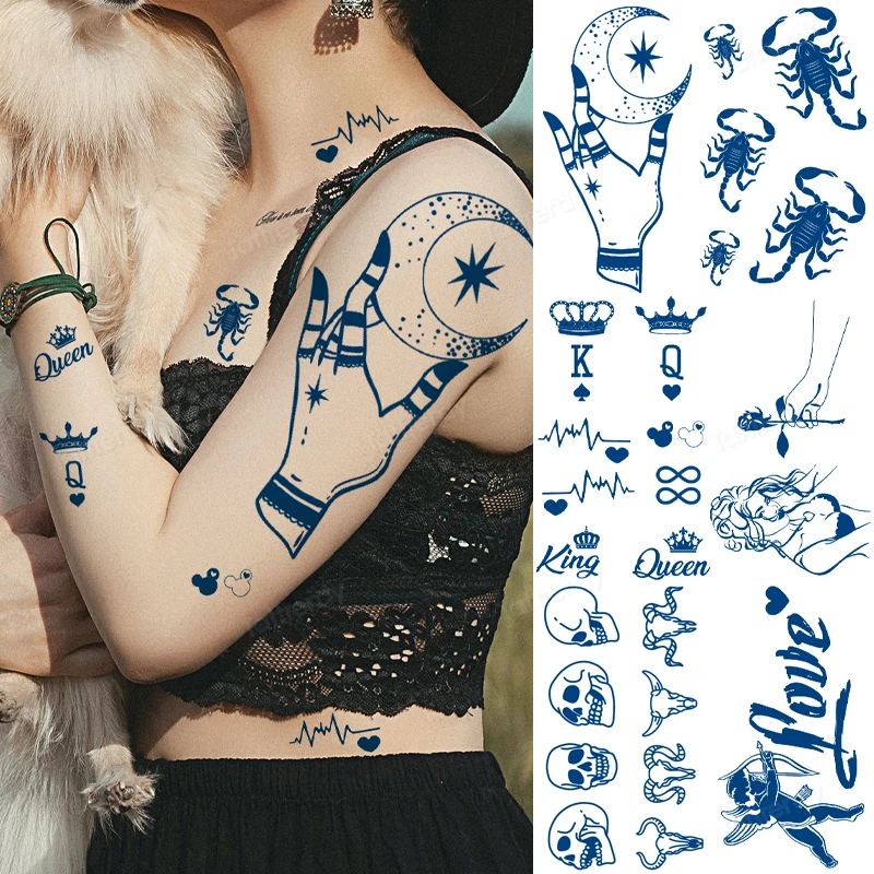 

8pc/Lot Juice Tattoo Stickers Sexy Female Moon Heart Pattern Fake Tattoo on Waist Body Art Waterproof Temporary Tattoo Sticker