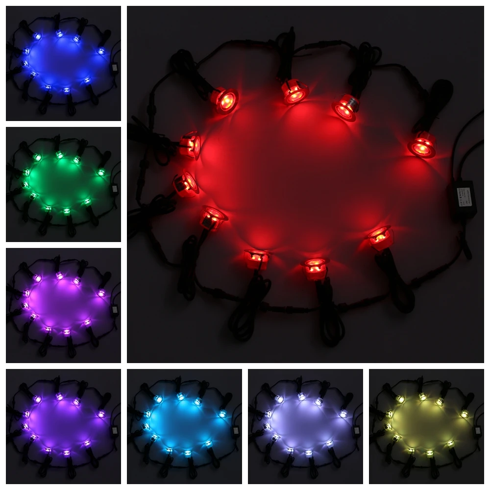 10 шт. водонепроницаемый RGB-светильник с дистанционным управлением 12 В