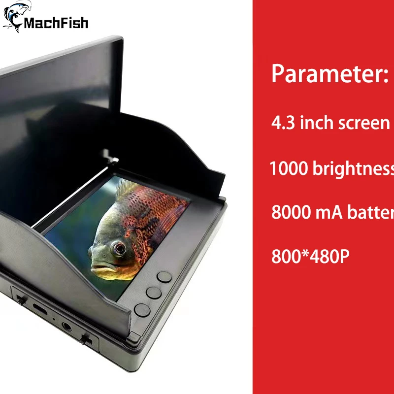 

Рыболокатор MACHFISH, 4,3 дюйма, разрешение 800*480, Время работы батареи 1000 мА, 8 часов, 195 яркости, угол обнаружения градусов