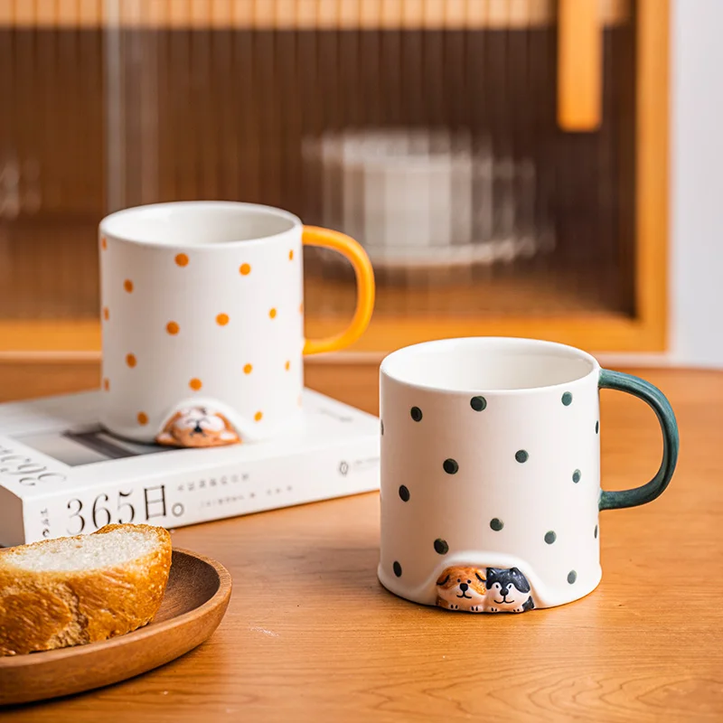 Мультяшная кружка Шиба-ину с положительным креативным керамическим чашкой для