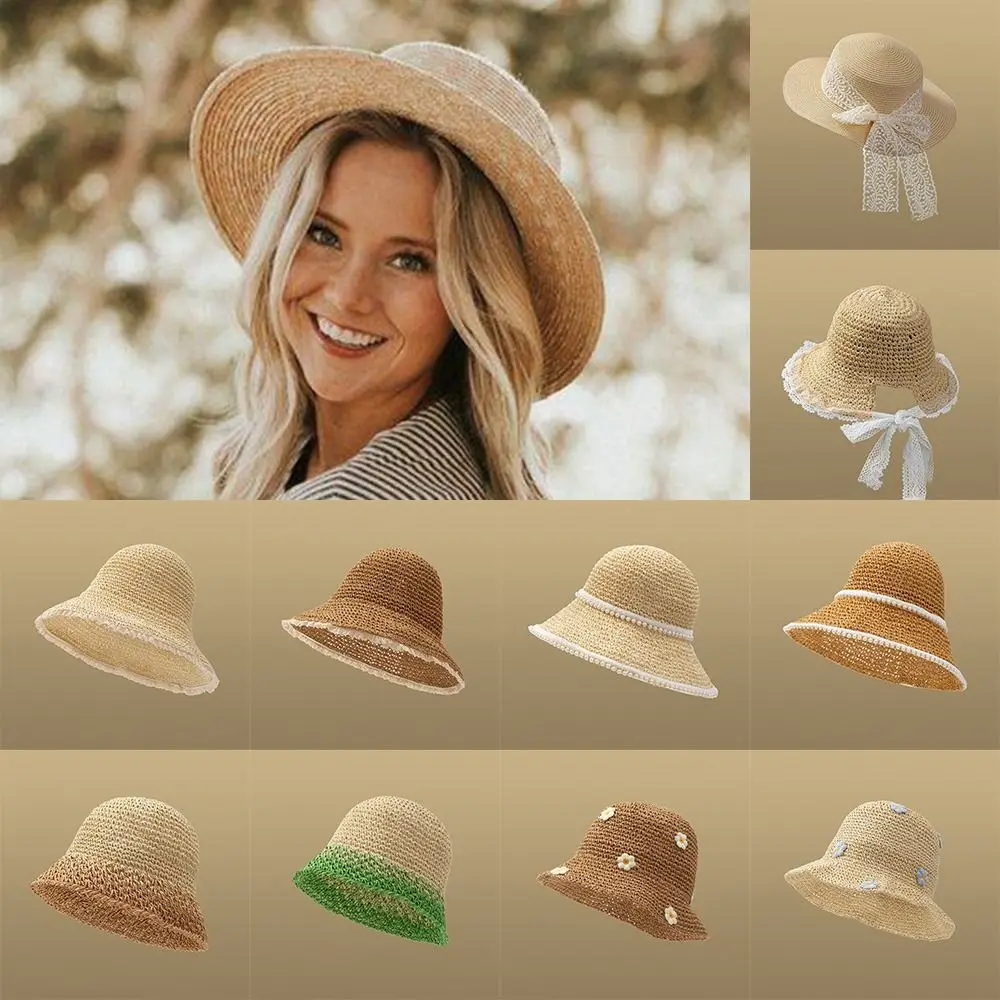 

Outdoor Large Brim Beach Bucket Summer Sun Hats Hats & Caps Sun Hats for Women Straw Hat