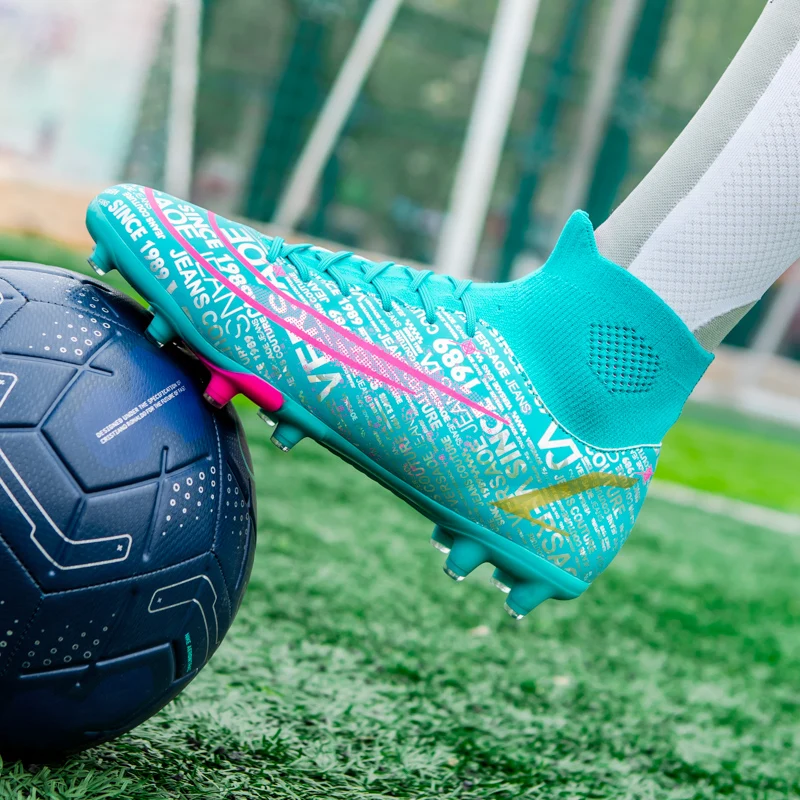 2023New Soccer Shoes Men Quality FG/TF Football Boots High Ankle Grass Cleats Training Match Sneakers Kids Non-slip Professional