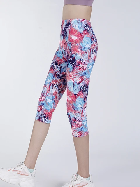 YSDNCHI Printing Leggings Women Summer Bottoms Fitness Elastic Hot Sale Short Pants Big Red Floral Leggins 2022 New Dropship 2