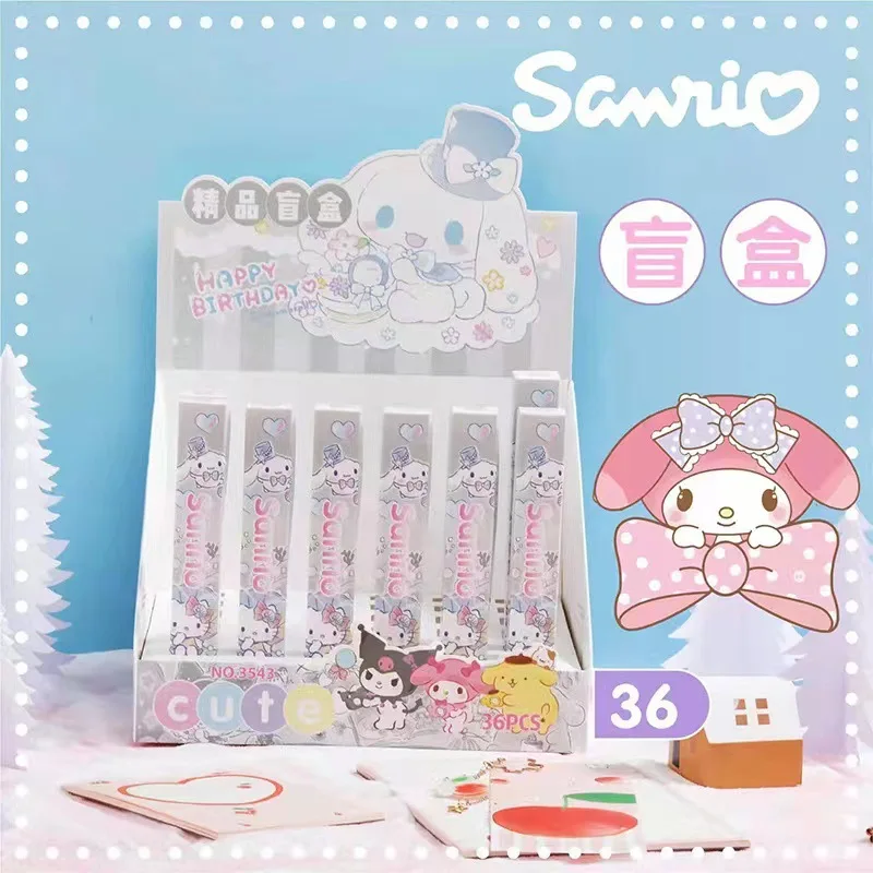 

36pcs/full box Sanrioed Kawaii Anime Cartoon series My melody Kuromi Creative high-value cute girl neutral pen blind box gift