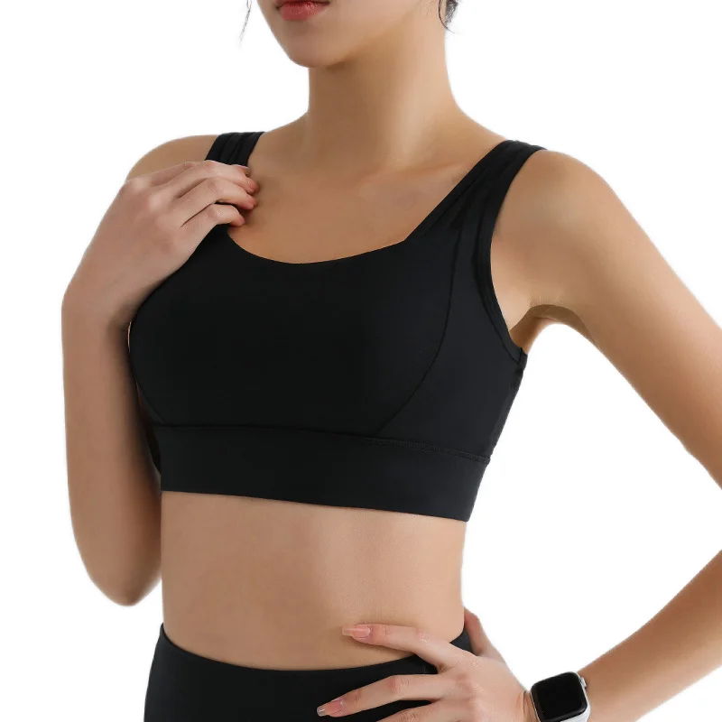 Women's Underwear High Strength Sports Bra Nylon Black Top Comfort Bra for Women Shockproof Running Yoga Fitness Bra  Gym Girl