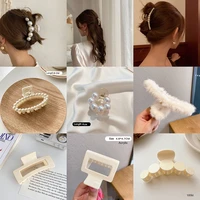 2022 trendy simple white pearl hair claw hair clips for women butterfly barrette headband hairpin hair crab hair accessories