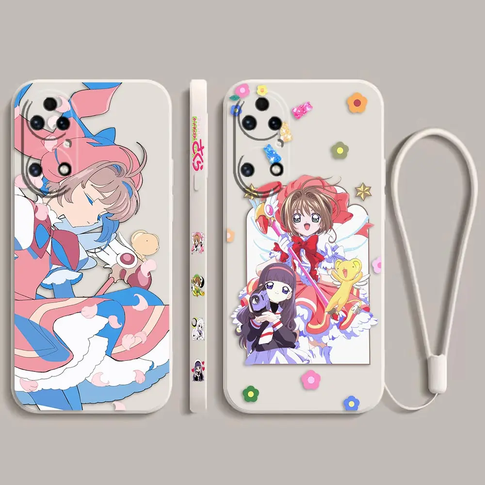

Японская аниме-карта Captor Sakura, чехол для Huawei P50 P50E P40 P30 P20 P10 Mate 40 40E 30 20 20X 10 Pro Plus Lite, зеркальный чехол с жидкостью