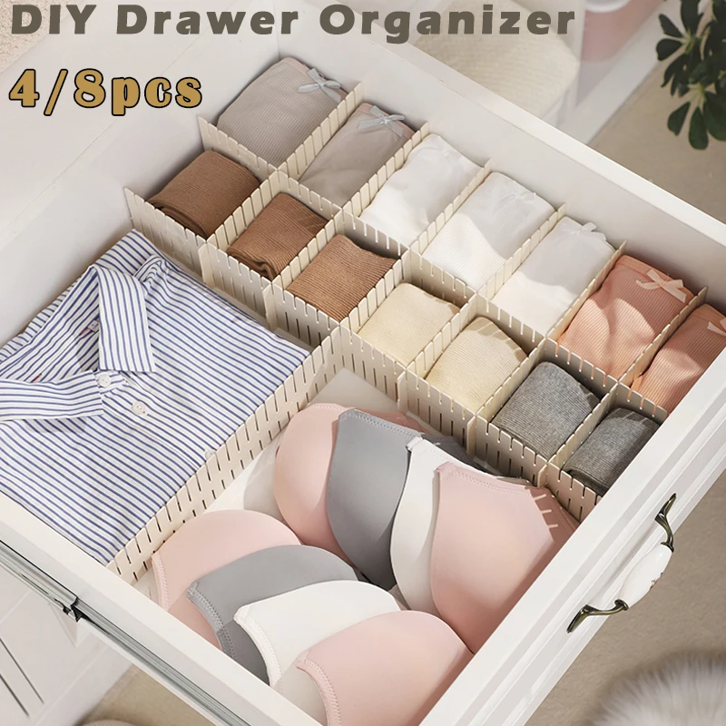 

DIY Drawer Organizer Divider Adjustable Household Storage Box Cabinet Combination Closet Partition Board Underwear Socks Clothes