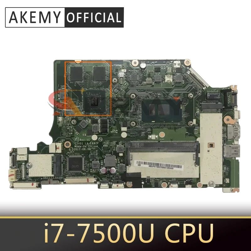 

Материнская плата для ноутбука Akemy для ACER Aspire A515-51G A315-53G i7-7500U системная плата LA-E892P SR341 N16S-GTR-S-A2 DDR4