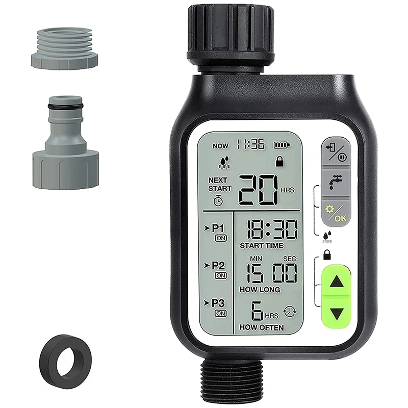 

Sprinkler Timer Water Timer With 3 Separate Watering Programs Hose Timer With Rain Sensor Auto & Manual Watering Mode