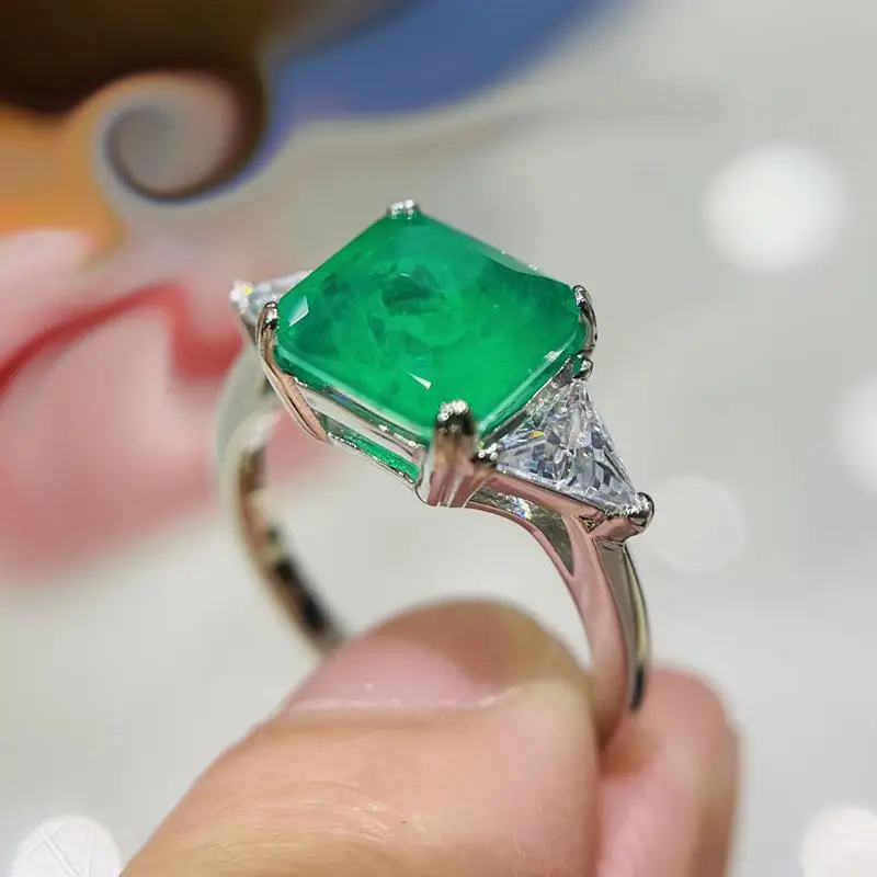

Latest Exquisite Trend Design Square Cut Light Blue Green Zircon Rings Women Exquisite Elegant Trend Jewelry Gifts