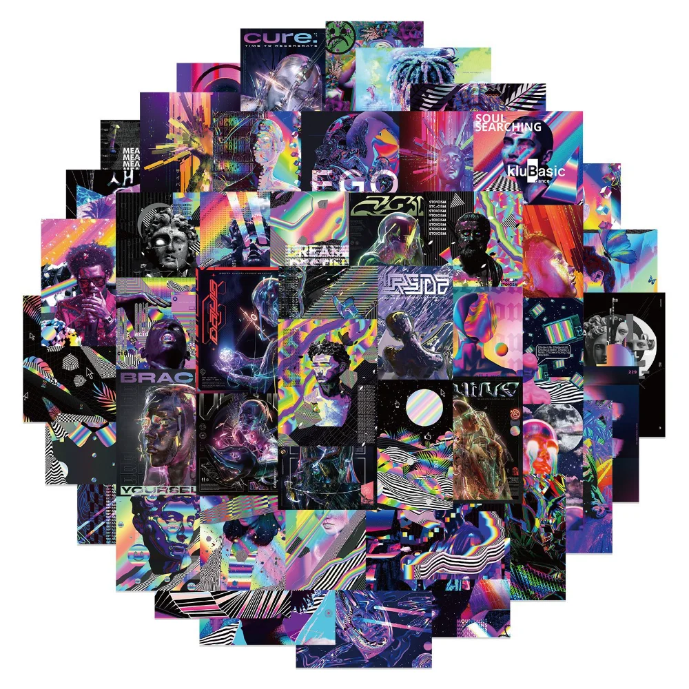 

10/50pcs Cool Fantasy Aesthetic Stickers for Laptop Phone Case Luggage Water Bottle Waterproof Graffiti Sticker Decals Packs