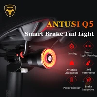 antusi bike smart auto brake signal rear light lasting ip65 waterproof led cycling back lamp bicycle taillight for mtb road