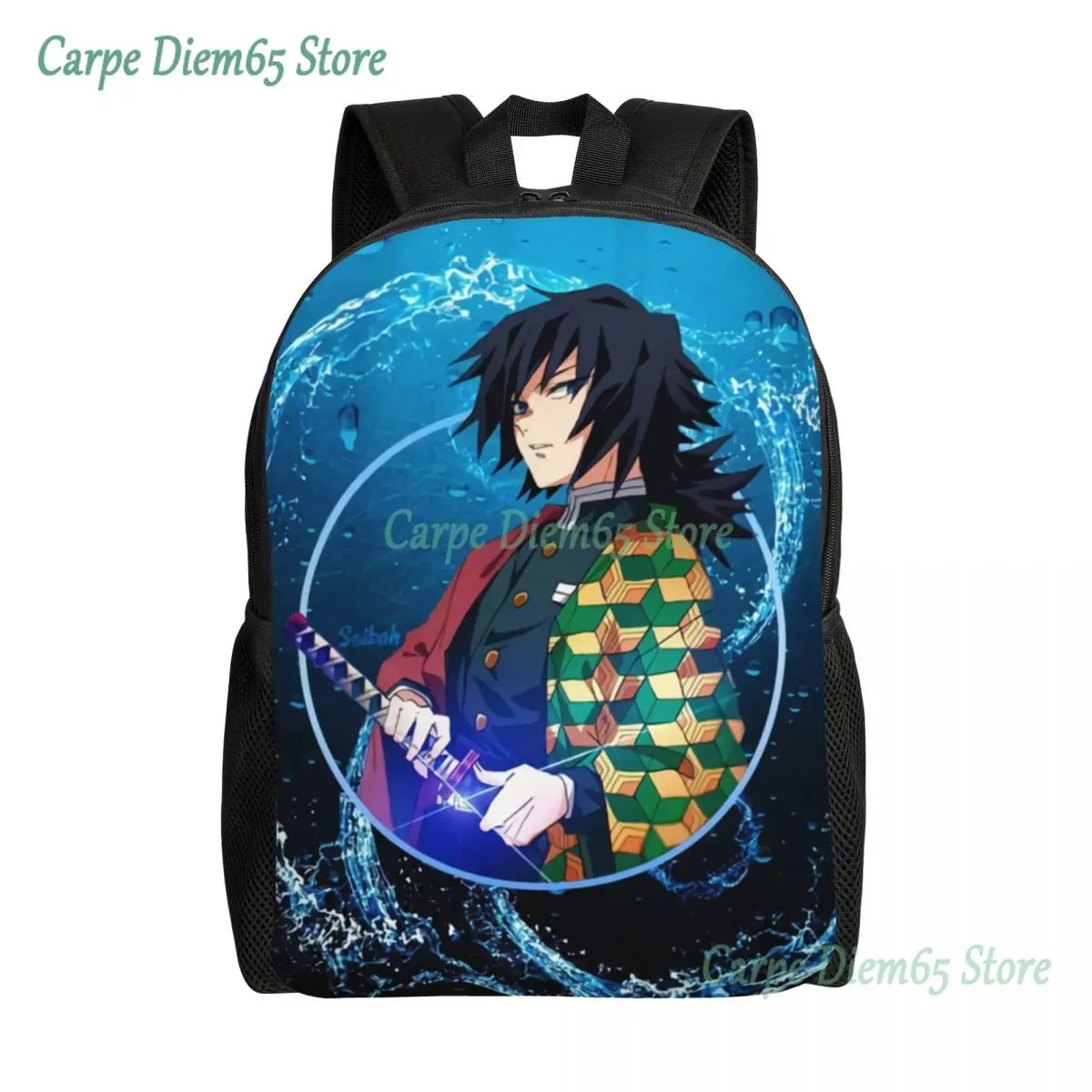 

Custom Demon Slayer Giyu Tomioka Backpack Men Women Basic Bookbag for College School Kimetsu No Yaiba Anime Bags