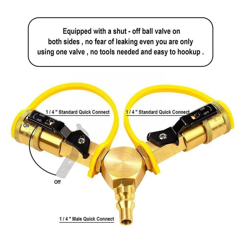1/4 дюймовый пропановый быстроразъемный Y-образный разветвитель адаптер для