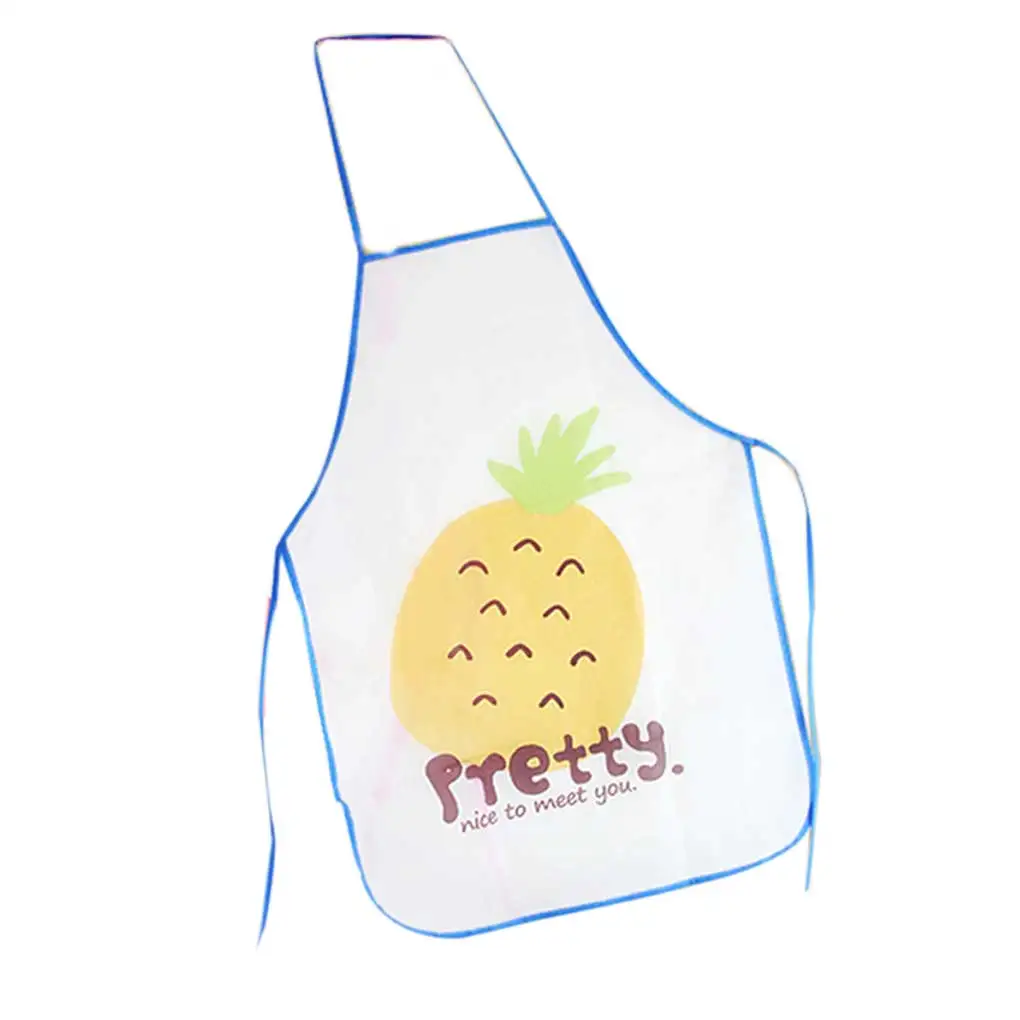 

New Lovely Adult Kitchen Apron Adjustable Restaurant Cooking Bib Cloth Cartoon Fruits Anti-fouling Oil Waterproof PVC Apron