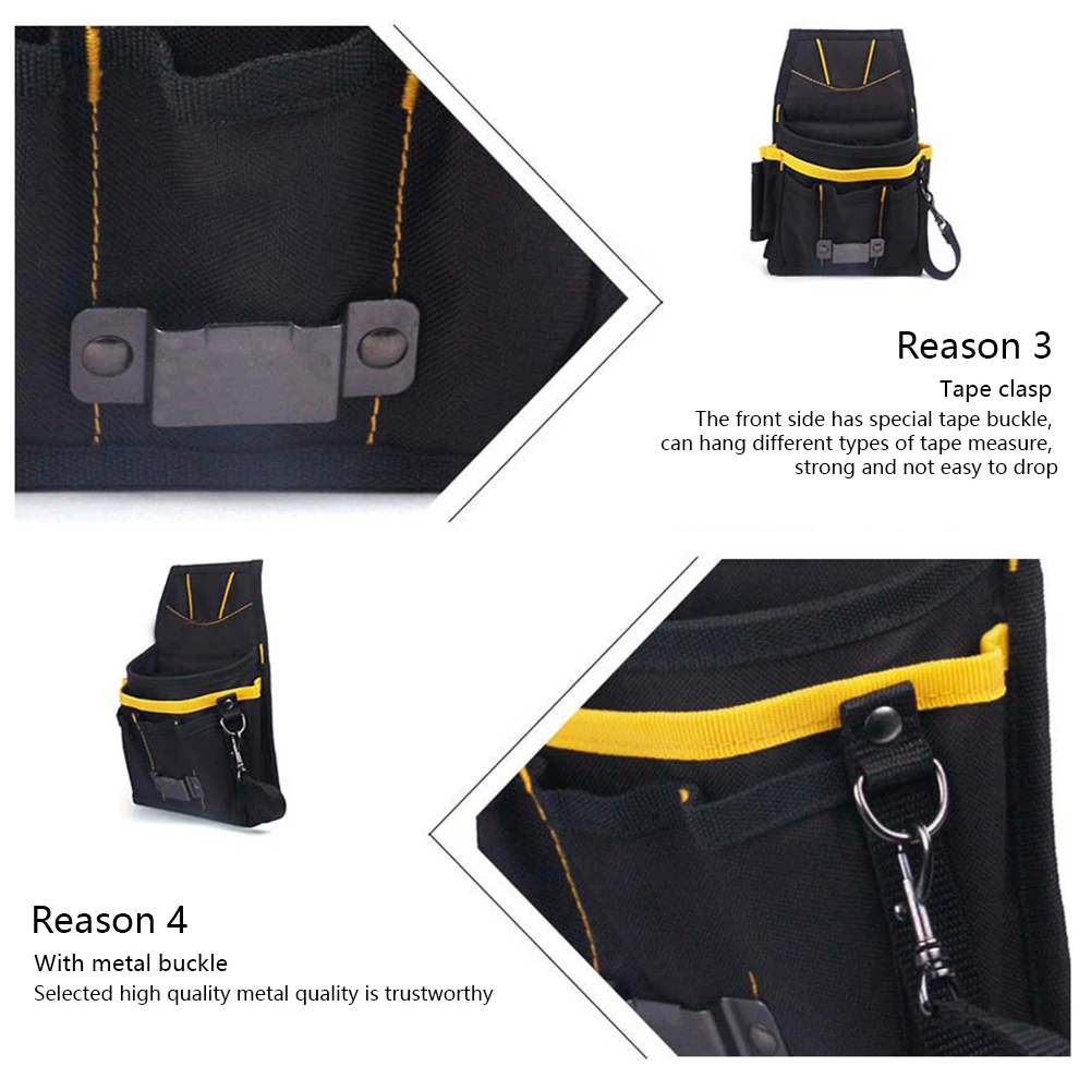 

Waist Storage Tool Bag With Pockets 24*17*4cm 600D Oxford Fabric Electrician Holder Kits For Wrench Screwdriver