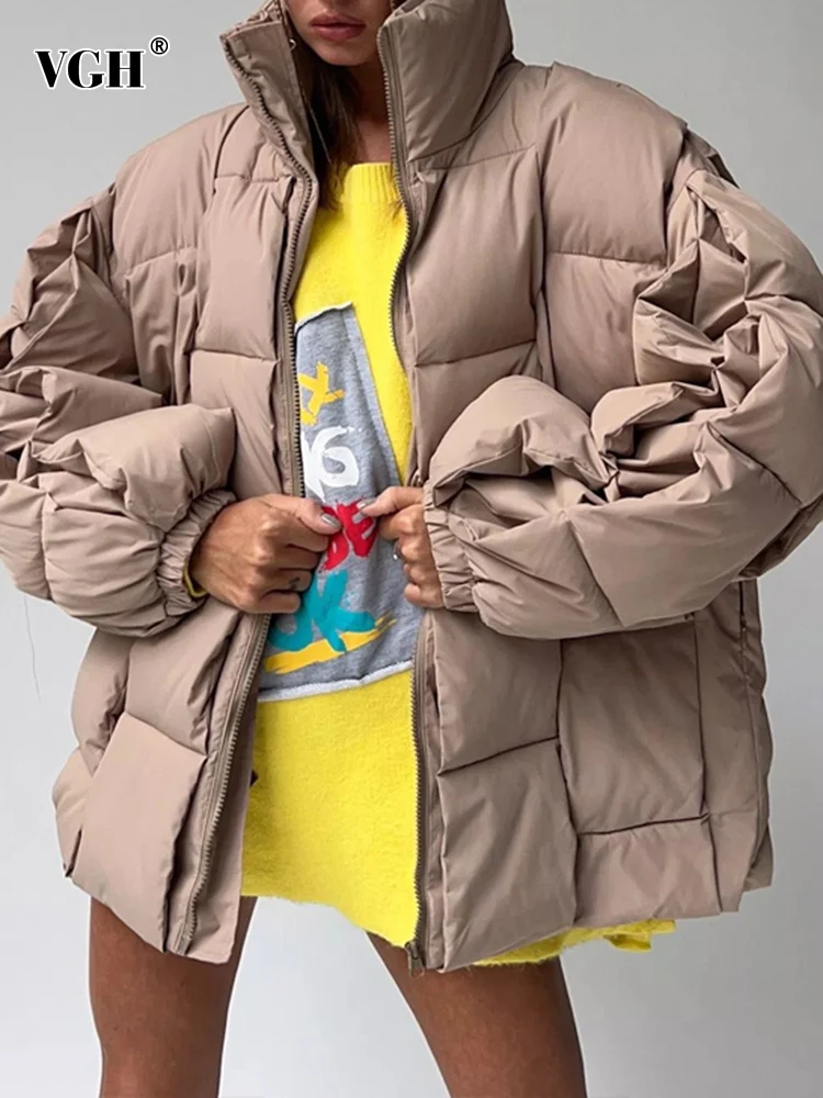 

Женская зимняя куртка в клетку VGH, плотная теплая Свободная куртка в клетку, однотонная модная куртка, 2023