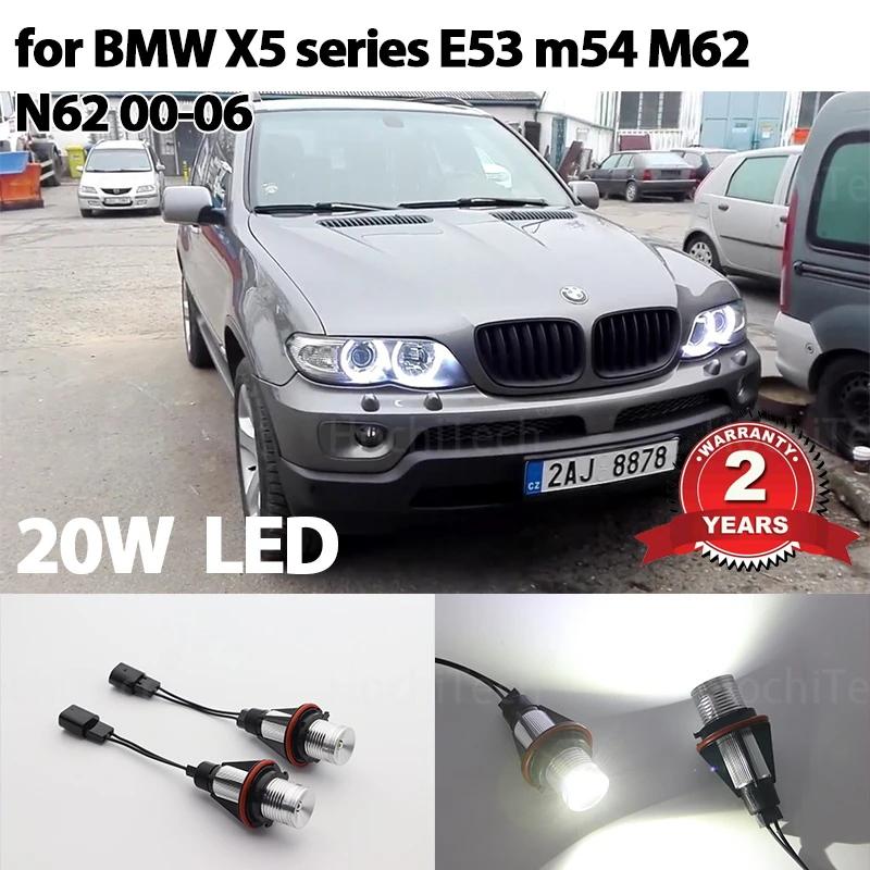 Светодиодсветодиодный габаритные огни Angel Eyes, 20 Вт, без ошибок, для BMW X5 series E53 3.0i 4.4i 4.6is 4.8is m54 M62 N62 2000-2006