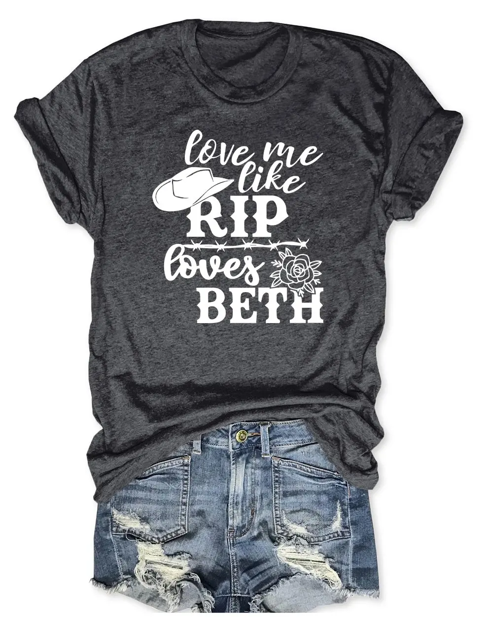 

Rheaclot Love Me Like Rip Loves Beth Women's Cotton T-shirt Ladies Graphic Tee Tops