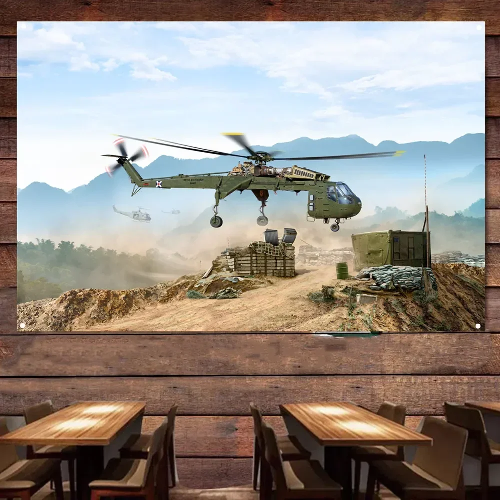 CH-54 Tarhe Attack Helicopter Poster Настенный флаг-ВВС Холст Картина декор Баннер для военных