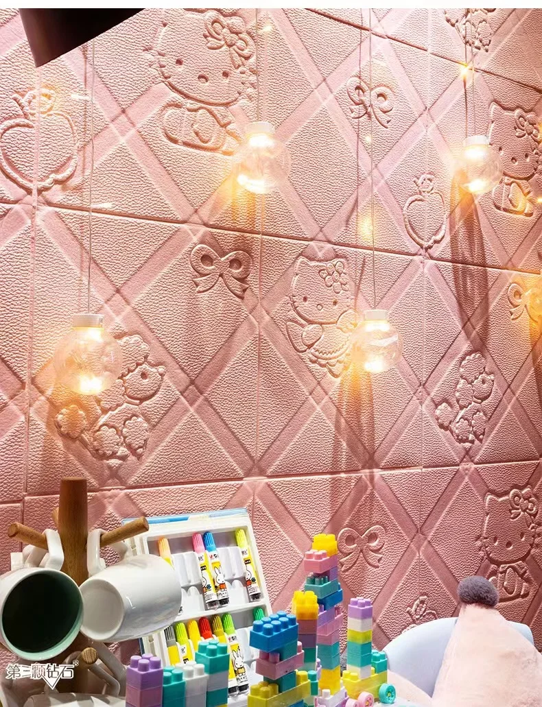 

Self-adhesive 3D foam wall paste children cartoon collection-proof wall paper Kindergarten soundproof decoration wallpaper B6