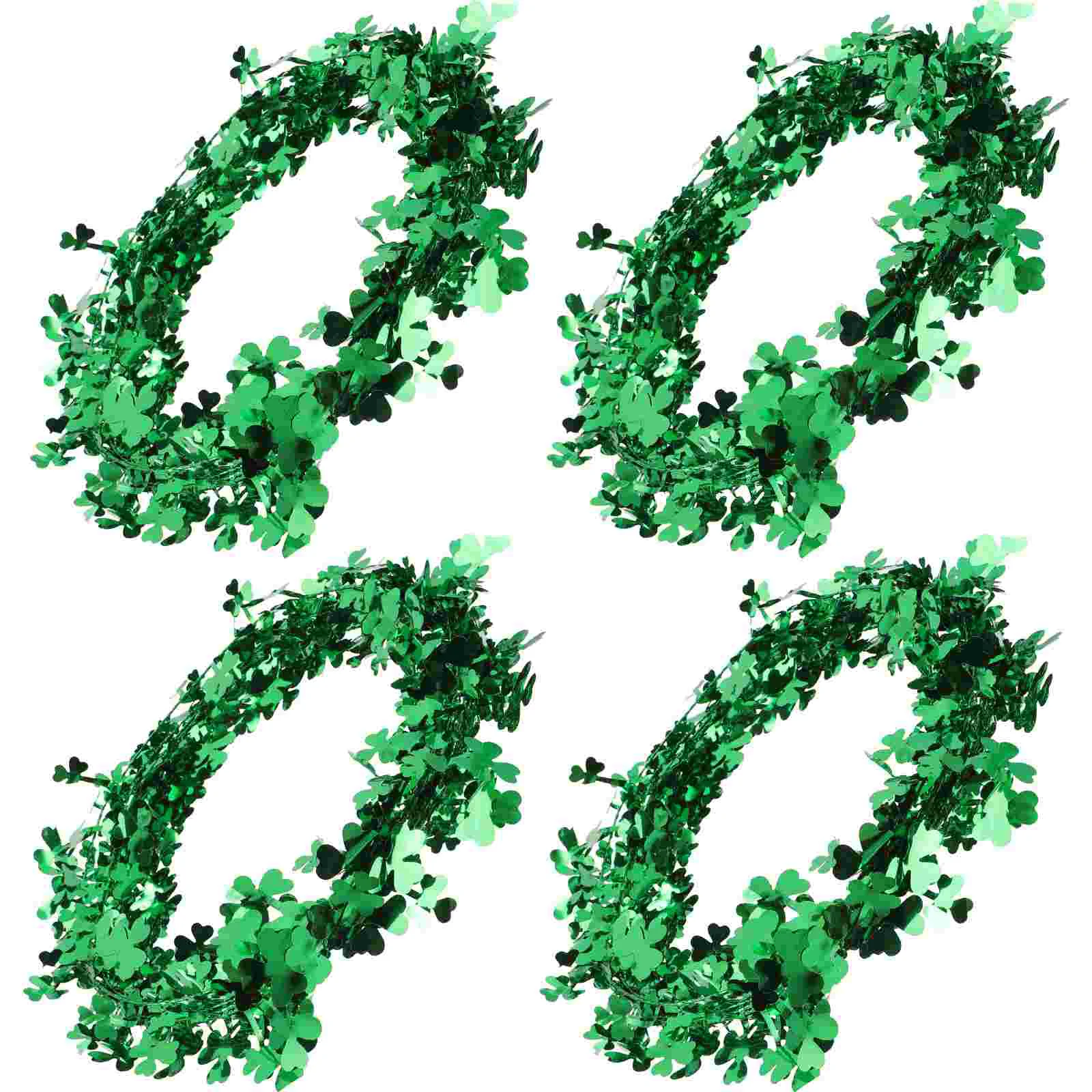

4pcs Decorative Festival Ornaments St Patrick Party Use Decor Green Wreath Party Adornment