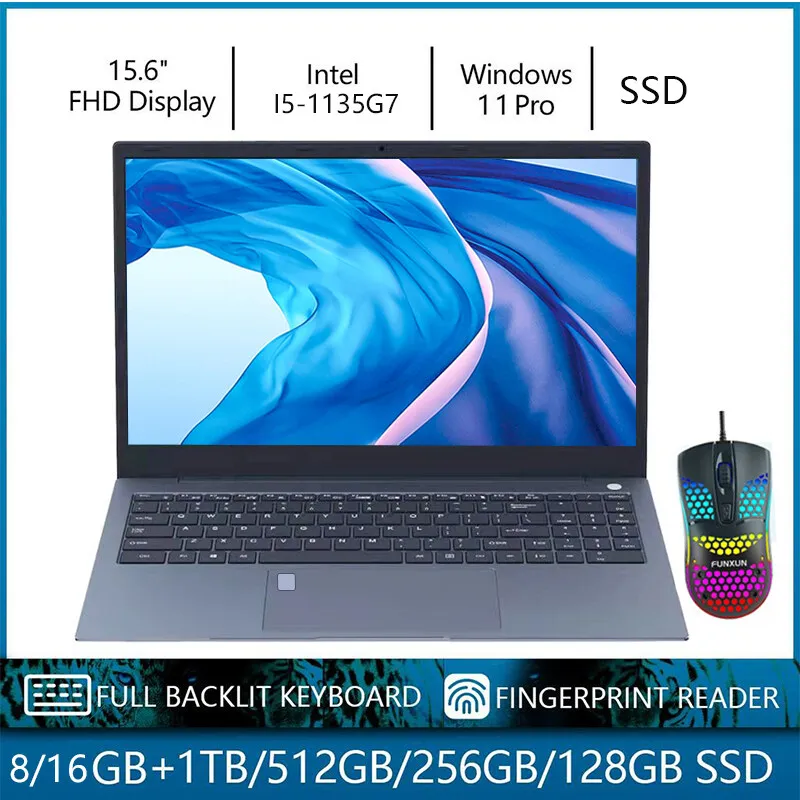 Windows 11/10 Pro I5-1135G7 Laptop 15.6 "1920X1080 Fhd Ips Display 8/16Gb Ram 128Gb/256Gb/512Gb/1T Ssd Retroilluminato Tastiera Fin