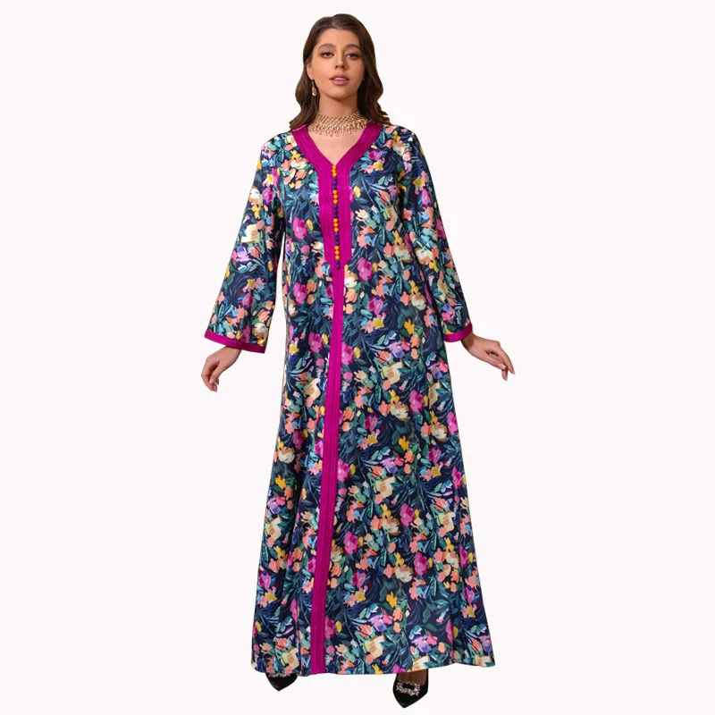 Abaya For Women Dubai Turkey 2023 New Women Robe Moroccan Caftan Kaftan Clothing Gurban Festival Arab Abaya Printing Female